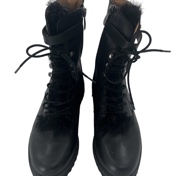 Franco Sarto Canon Combat Leather Boot with Faux Fur Tongue - Size 6 - Picture 6 of 8